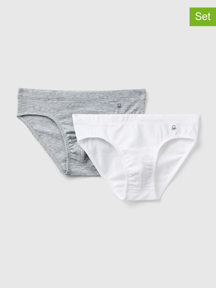 Benetton Slipki (2 pary) w kolorze szaro-białym rozmiar: 110