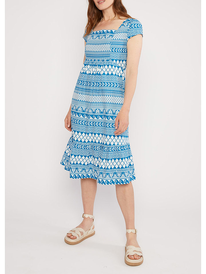 Blutsgeschwister Sukienka "Midsummer Night Talemyth of mykonos" w kolorze niebiesko-białym rozmiar: M