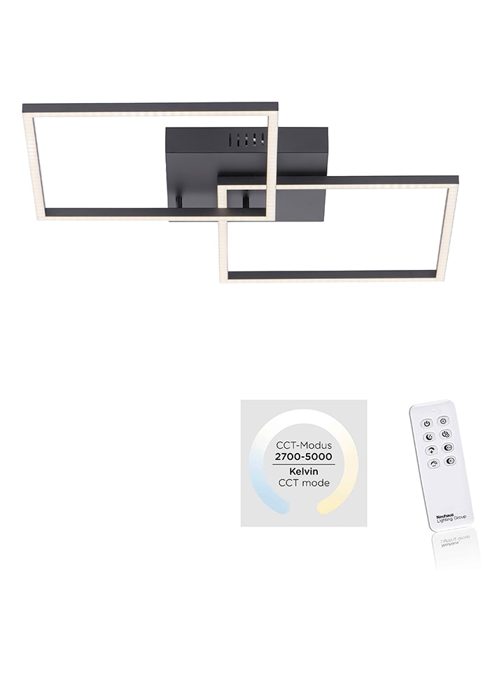 Just Light Lampa sufitowa LED "Iven" w kolorze czarnym - 53 x 53 cm rozmiar: onesize