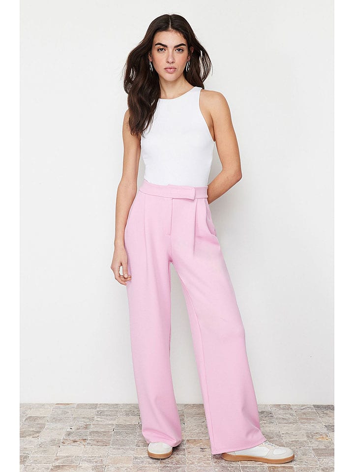 trendyol Spodnie w kolorze jasnoróżowym rozmiar: S