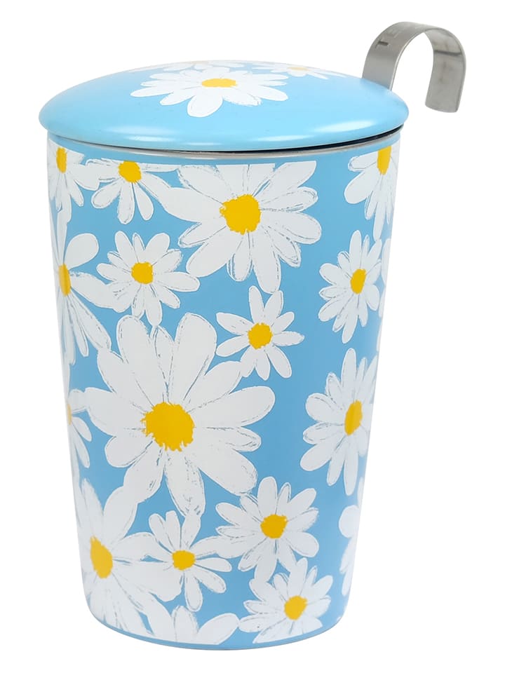 Eigenart Kubek "Teaeve - Daisy" w kolorze błękitno-biało-żółtym do herbaty - 350 ml rozmiar: onesize