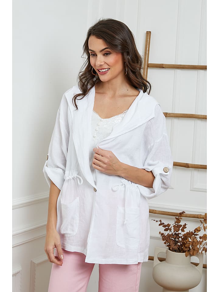 Joséfine Lniana narzutka w kolorze białym rozmiar: XXL