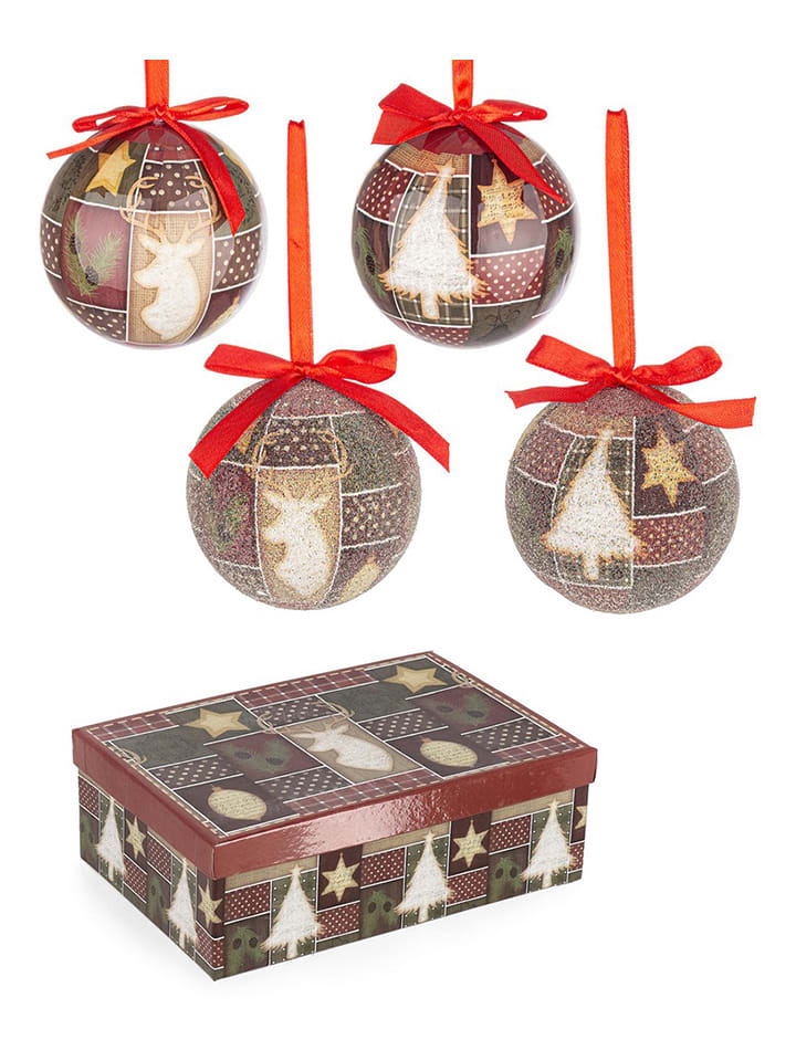 Bizzotto Bombki (6 szt.) "Dory" w kolorze brązowo-czerwonym - Ø 7,5 cm rozmiar: onesize