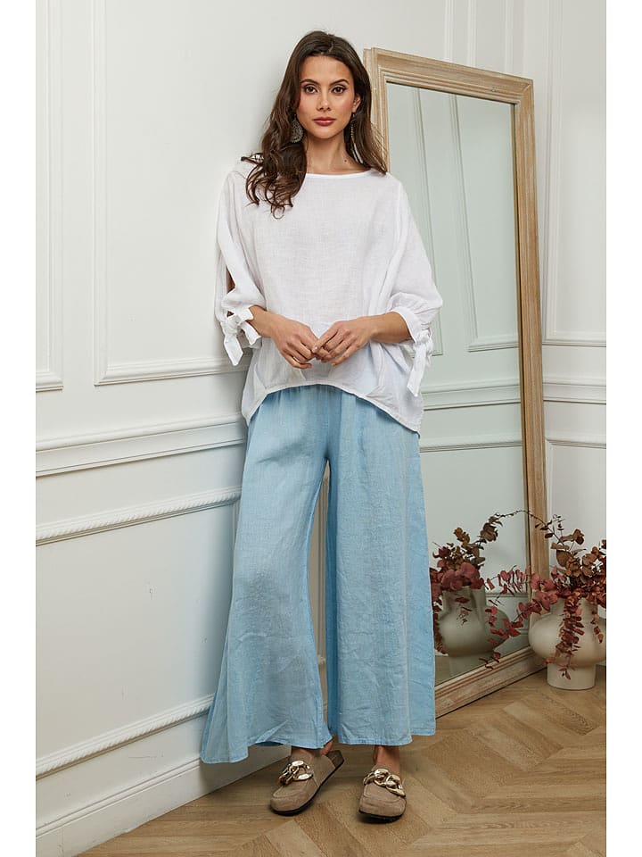 Plume Lniane spodnie "Fuga" w kolorze błękitnym rozmiar: S