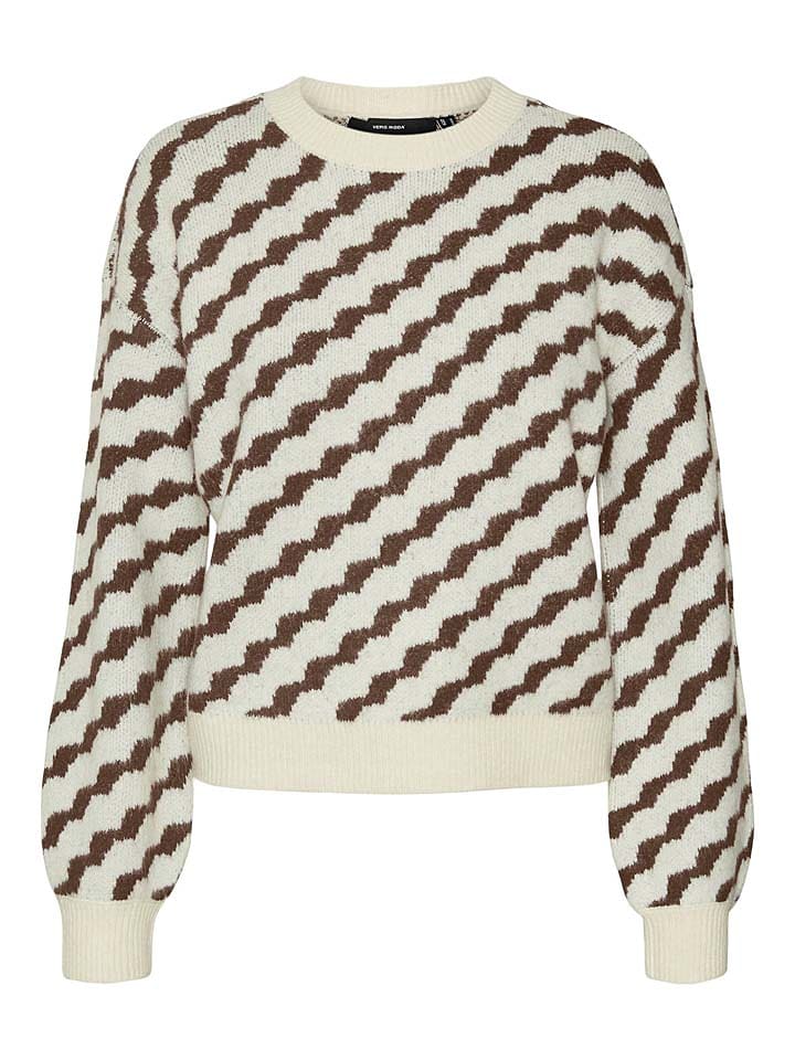 Vero Moda Sweter w kolorze kremowo-brązowym rozmiar: XS