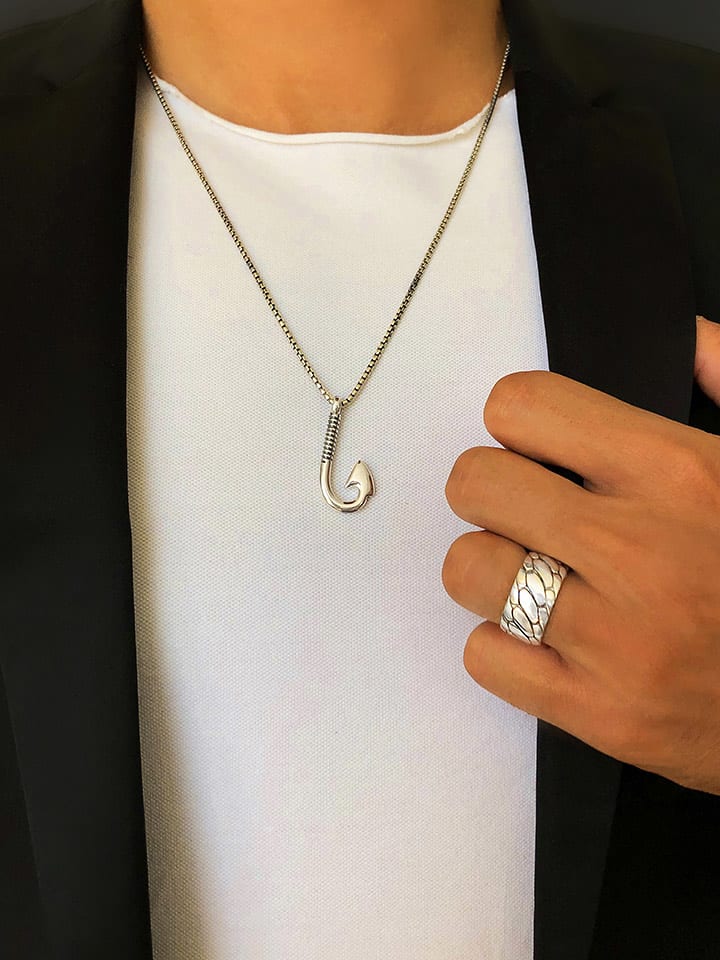 Uomo Srebrny naszyjnik rozmiar: 55 cm