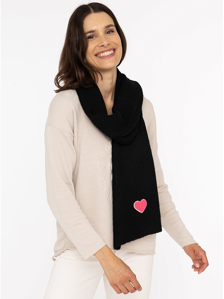 Zwillingsherz Szal "Heart" w kolorze czarnym - 35 x 48 cm rozmiar: onesize