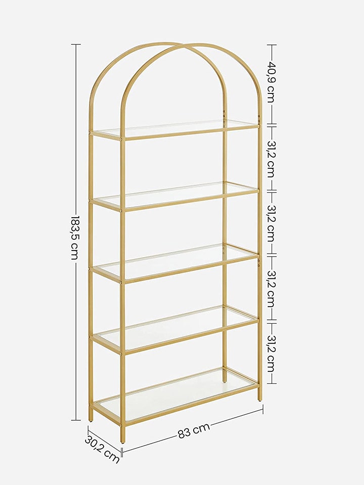 Songmics Regał stojący w kolorze złotym - 83 x 183,5 x 30,2 cm rozmiar: onesize