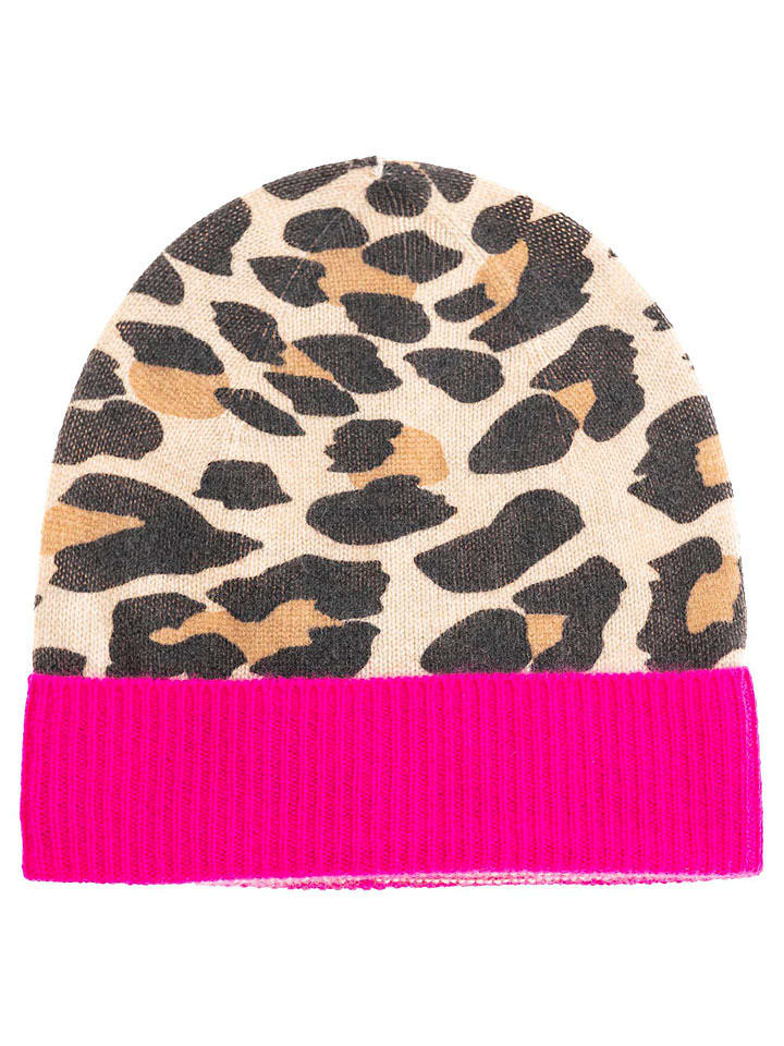Zwillingsherz Kaszmirowa czapka beanie w kolorze beżowo-różowym rozmiar: onesize