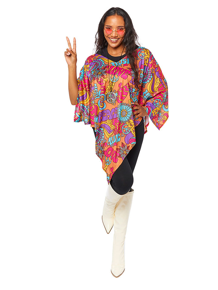 amscan Kostium "60er Hippie Poncho Onesie" ze wzorem rozmiar: onesize