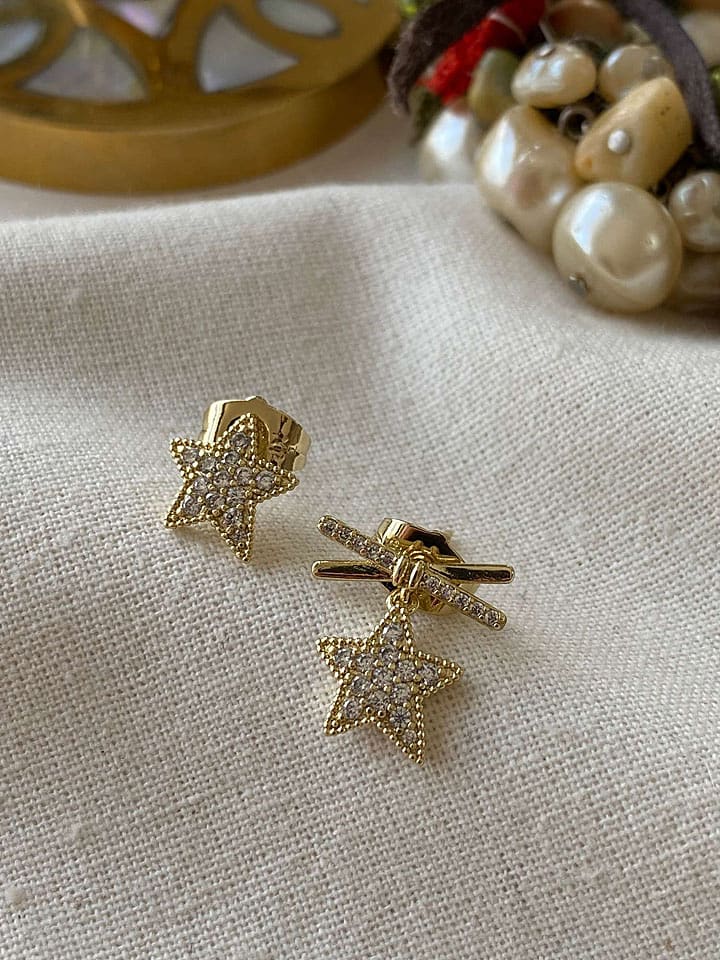 Luseera Pozłacane kolczyki-wkrętki z cyrkoniami rozmiar: onesize