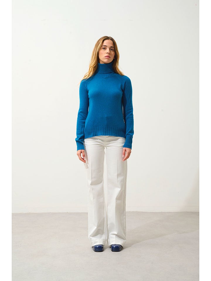 AUTHENTIC CASHMERE Kaszmirowy golf "Cassy" w kolorze niebieskim rozmiar: M