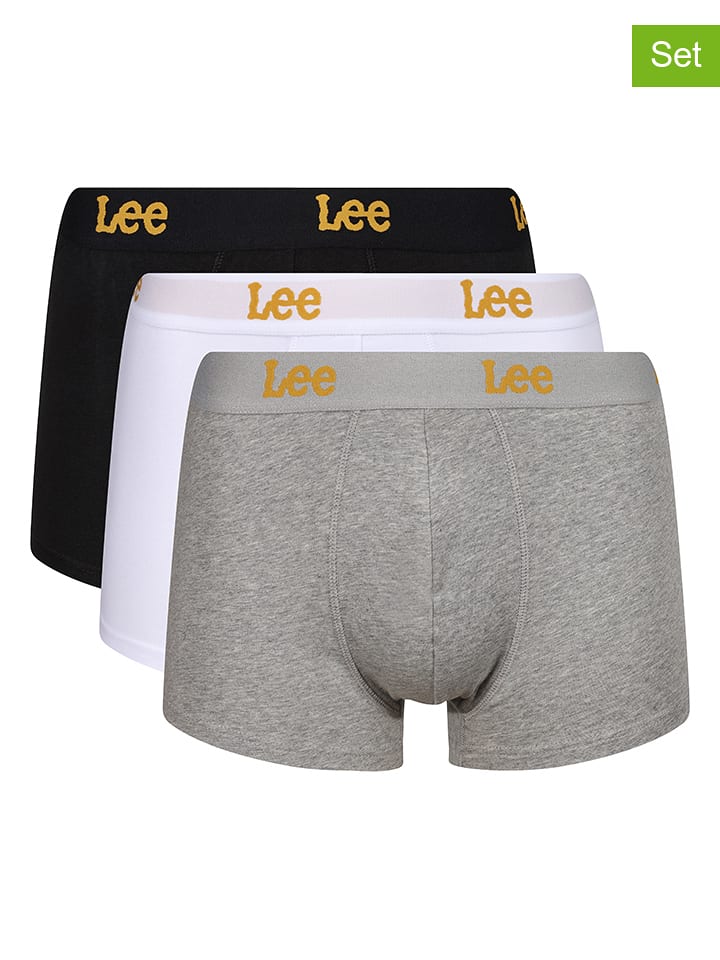 LEE Underwear Bokserki (3 pary) "Harkins" w kolorze czarnym, białym i szarym rozmiar: S