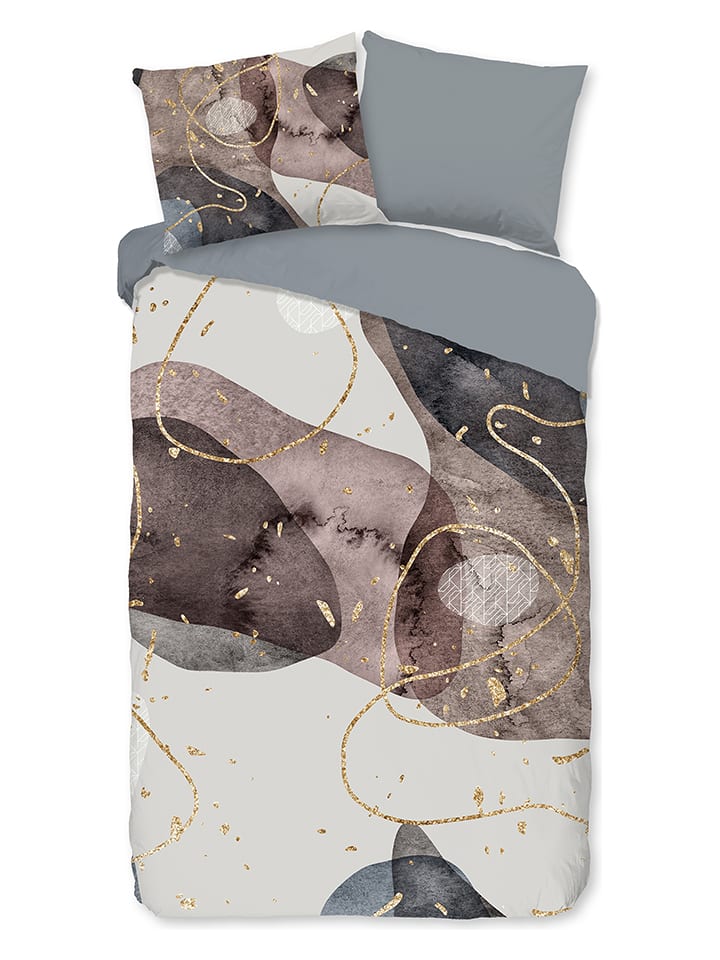 Good Morning Komplet pościeli "Zayn" w kolorze szaro-złotym rozmiar: 200x200 cm