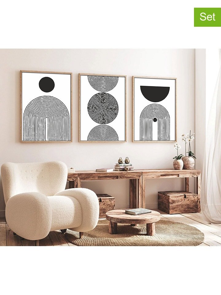 ABERTO DESIGN Druki artystyczne (3 szt.) w ramce rozmiar: 30x40 cm