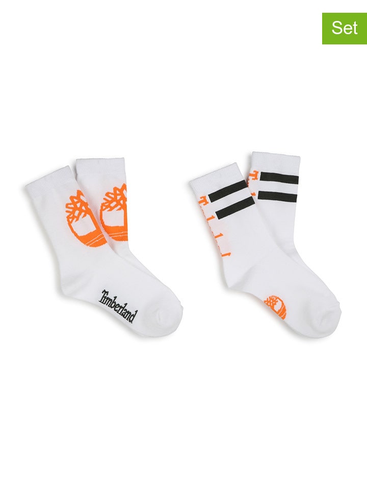 Timberland Skarpety (2 pary) w kolorze biało-pomarańczowym rozmiar: 27
