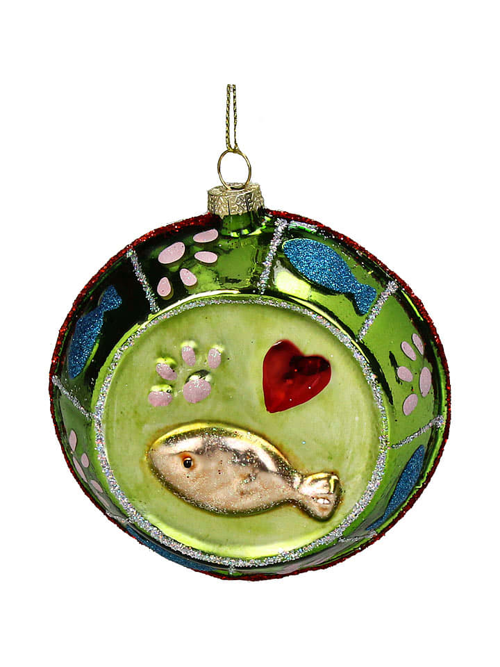 Kersten Ozdoba choinkowa "Cat Bowl" w kolorze zielonym - wys. 10 cm rozmiar: onesize