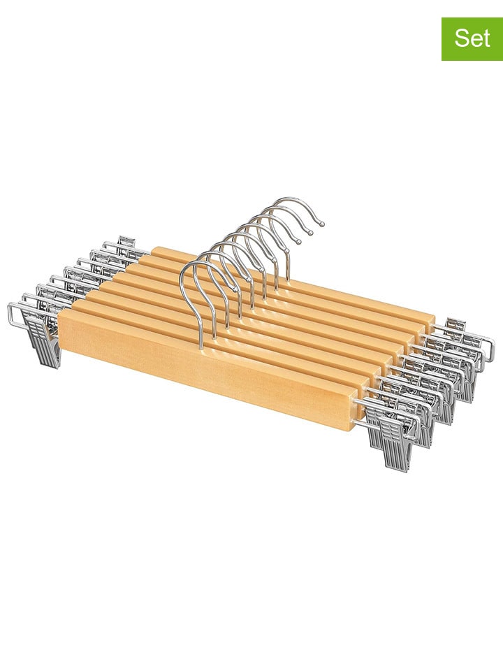 SONGMICS Wieszaki (8 szt.) w kolorze srebrno-jasnobrązowym na ubrania - 34 x 12,5 cm rozmiar: onesize