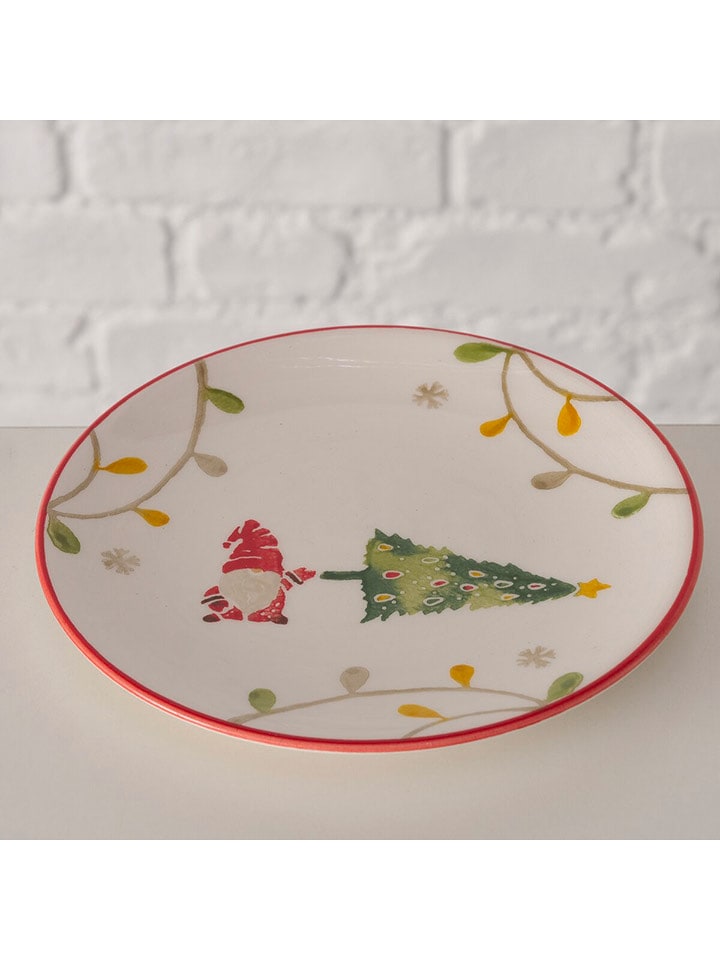 Boltze Talerzyk deserowy "Noelo" w kolorze biało-czerwonym - Ø 15,5 cm rozmiar: onesize