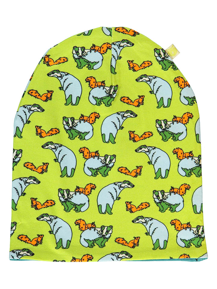 Småfolk Dwustronna czapka w kolorze zielonym ze wzorem rozmiar: 50-52 cm