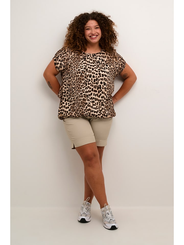 KAFFE curve Bluzka w kolorze jasnobrązowo-czarnym rozmiar: 44
