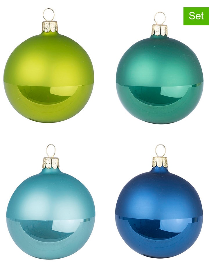 Overbeck and Friends Bombki (12 szt.) w kolorze zielono-niebieskim - Ø 7 cm rozmiar: onesize