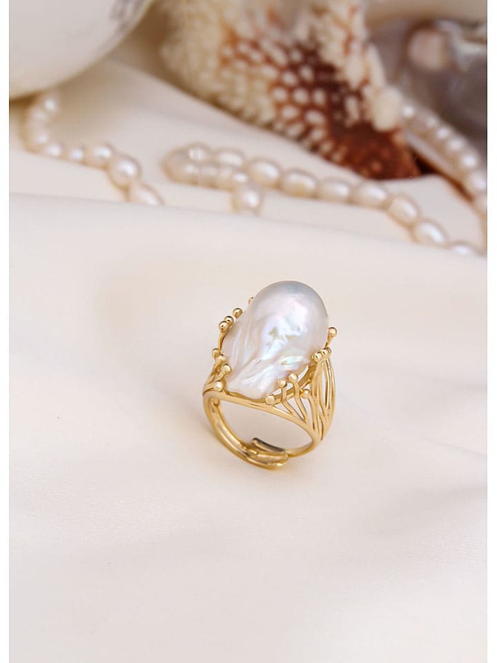 L'Atelier de Gaia Pozłacany pierścionek z perłą rozmiar: onesize