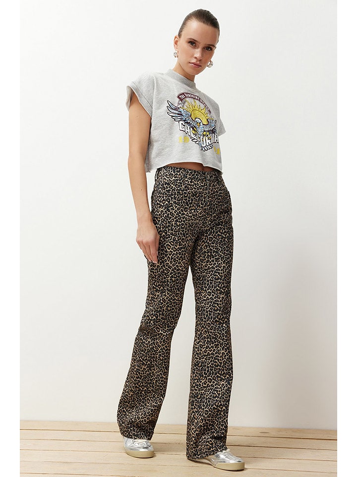 trendyol Dżinsy w kolorze beżowo-czarnym rozmiar: 36