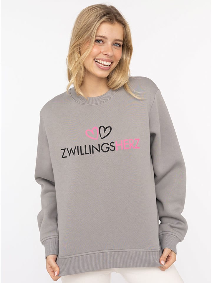 Zwillingsherz Bluza "Zwillingsherz Logo" w kolorze szarym rozmiar: S