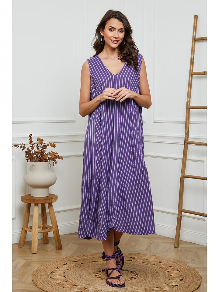 Fleur de Lin Lniana sukienka w kolorze fioletowym rozmiar: S