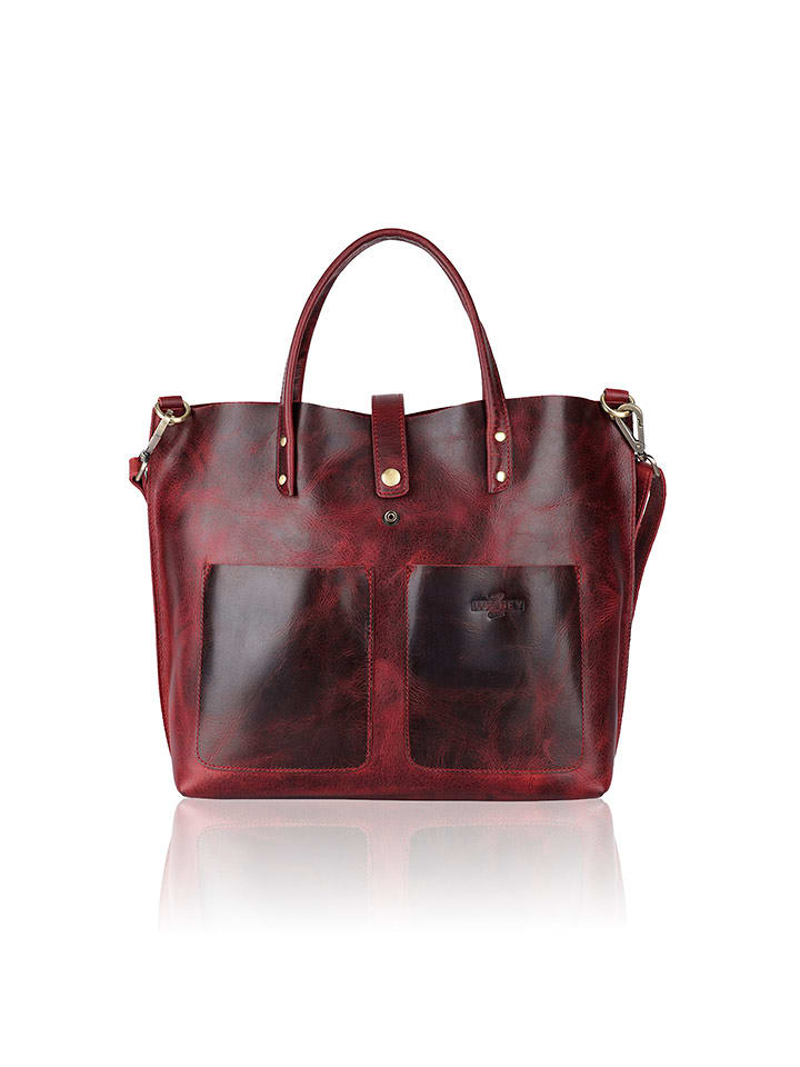 WEZBEY Skórzana torebka "Juana" w kolorze bordowym - 40 x 31 x 13,5 cm rozmiar: onesize