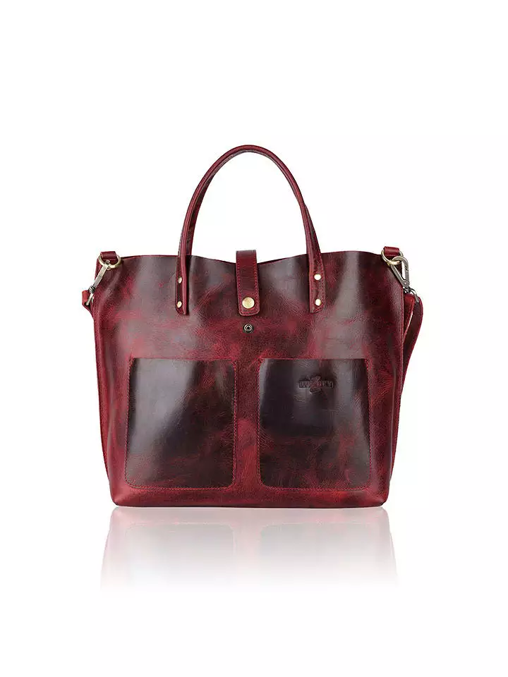 WEZBEY Skórzana torebka "Juana" w kolorze bordowym - 40 x 31 x 13,5 cm rozmiar: onesize