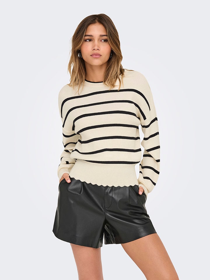 ONLY Sweter w kolorze czarno-kremowym rozmiar: L