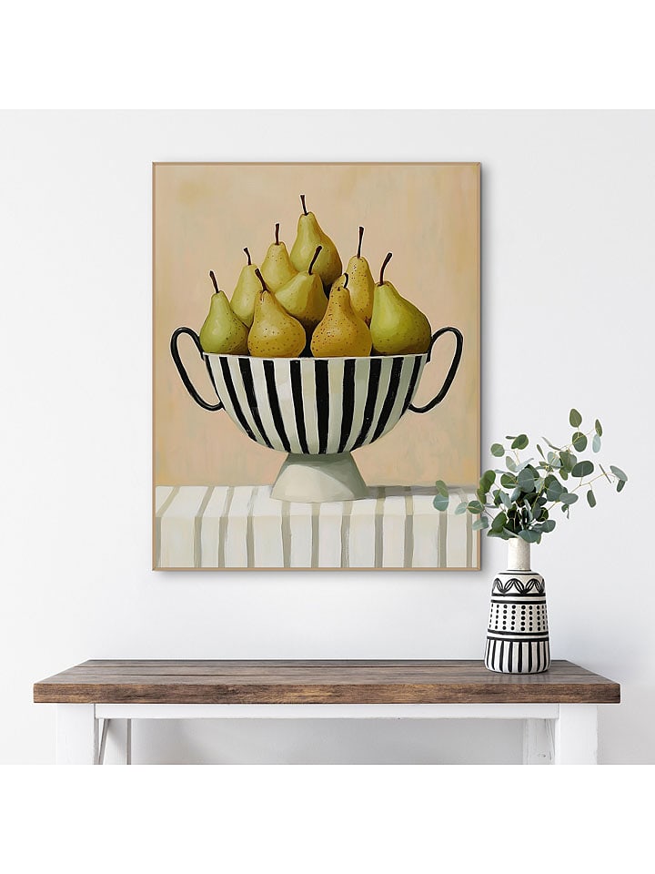 Orangewallz Druk artystyczny "Bowlful of Pears" w ramce rozmiar: 40x50 cm