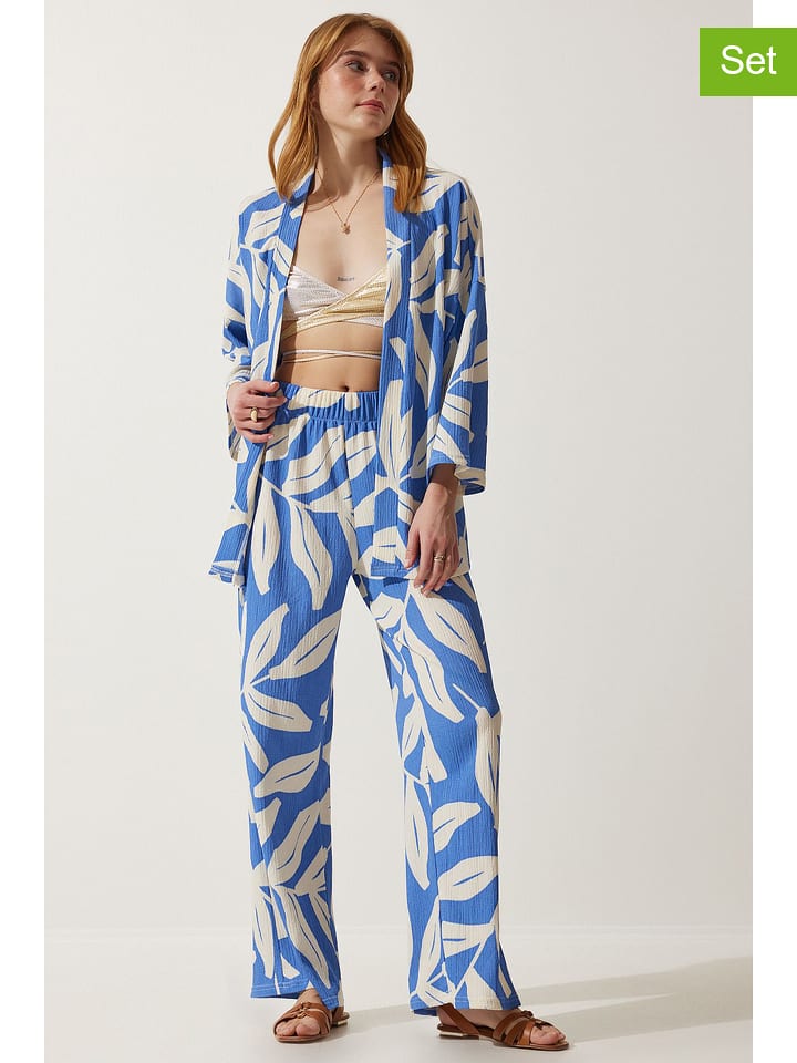 Happiness Istanbul 2-częściowy zestaw w kolorze niebiesko-kremowym rozmiar: 42