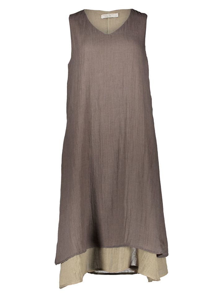 Le Jardin du Lin Lniana sukienka w kolorze khaki rozmiar: 36