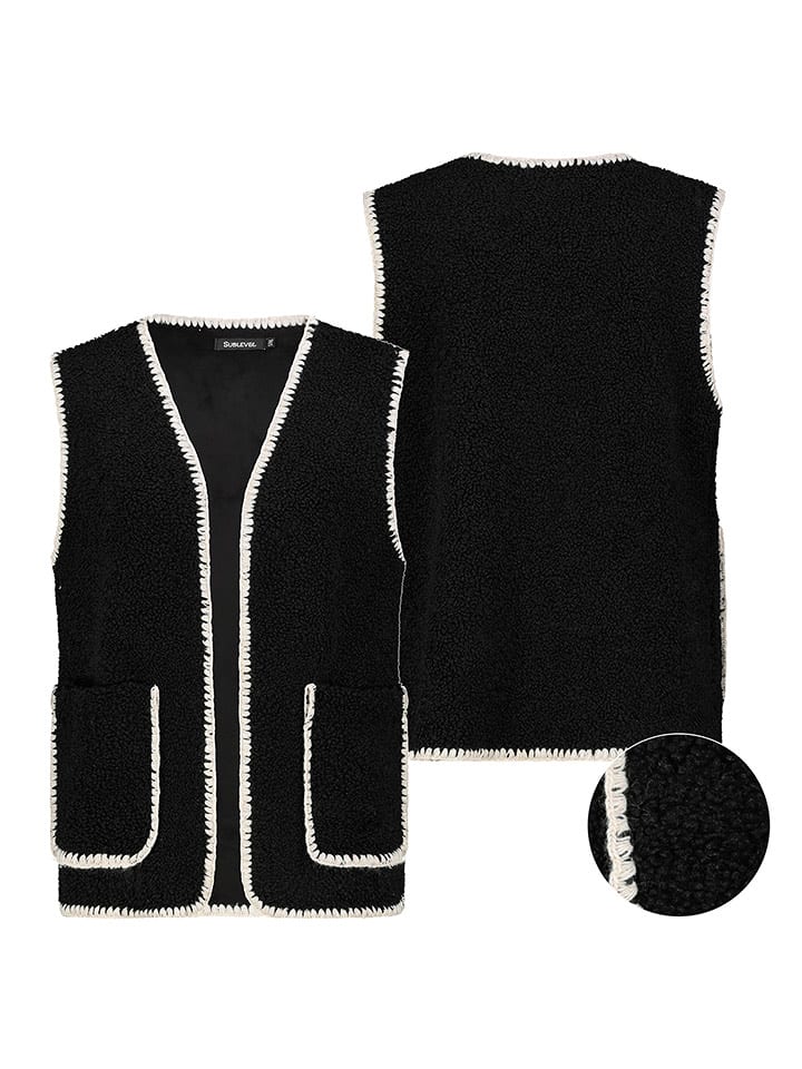 Sublevel Kamizelka pluszowa w kolorze czarnym rozmiar: M/L