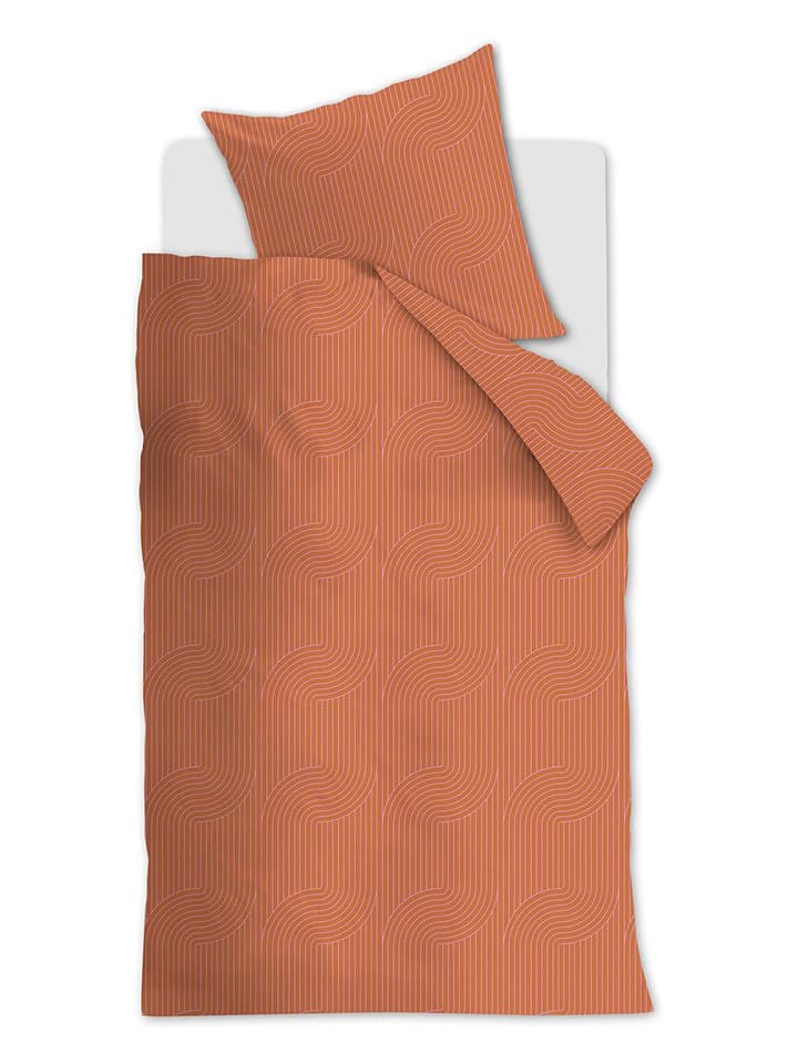 Beddinghouse Komplet pościeli "Broom Bow" w kolorze pomarańczowo-białym rozmiar: 155x220 cm