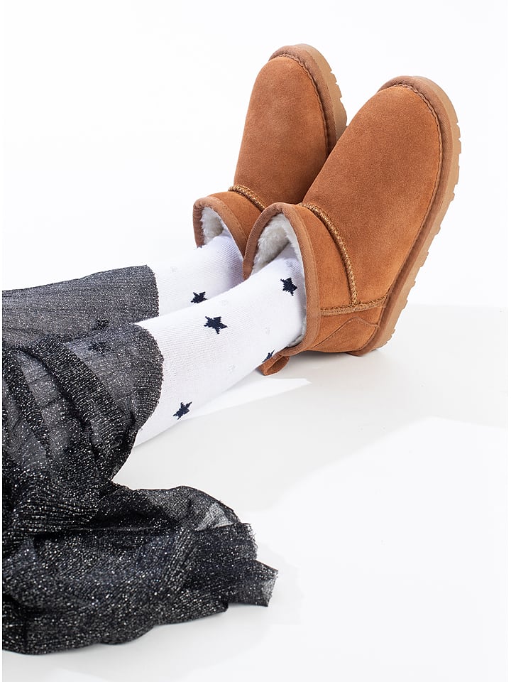 Gooce Skórzane botki zimowe "Mindiki" w kolorze jasnobrązowym rozmiar: 31