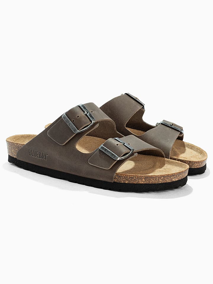 Bluebay Skórzane klapki "Aristote" w kolorze beżowo-szarym rozmiar: 42