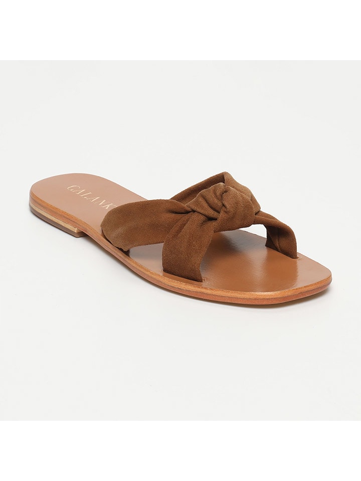 CALANK Skórzane klapki w kolorze jasnobrązowym rozmiar: 38