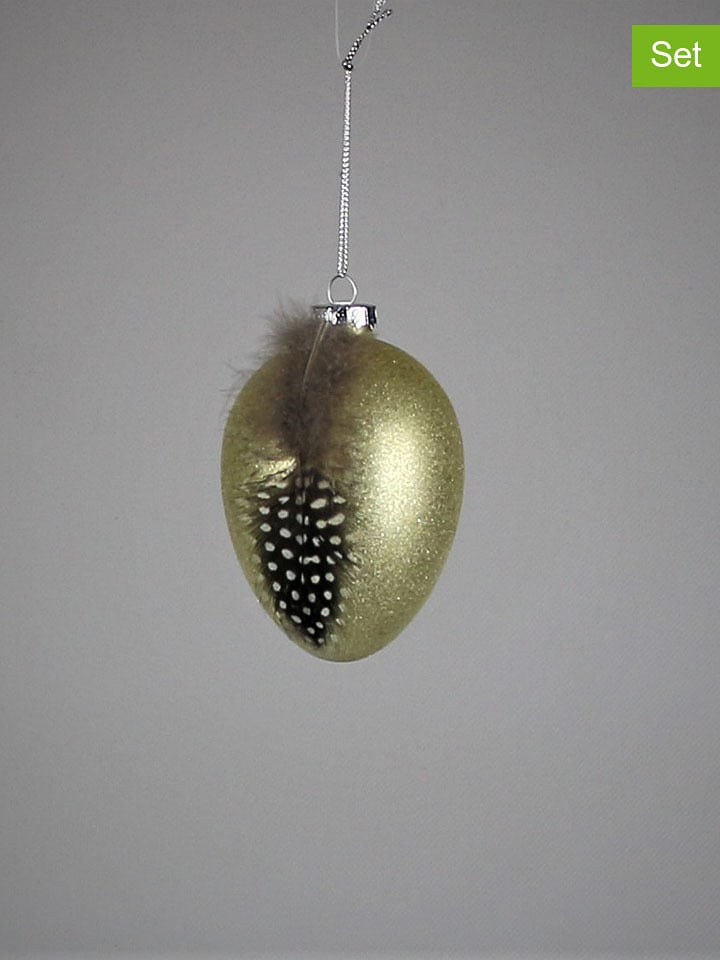 AM Design Zawieszki dekoracyjne (2 szt.) "Egg" w kolorze złotym - wys. 10 x Ø 7 cm rozmiar: onesize