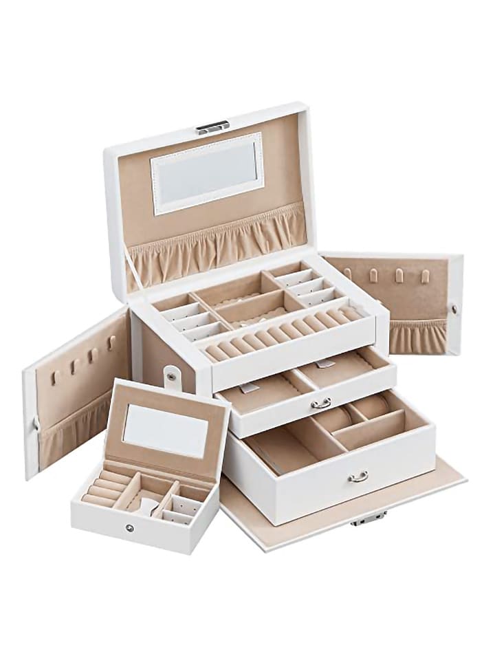 SONGMICS Szkatułka w kolorze biało-beżowym - 26 x 17 x 18 cm rozmiar: onesize