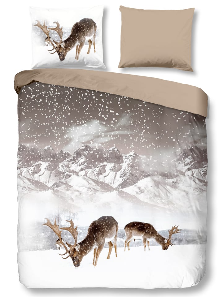 Good Morning Komplet pościeli flanelowej "Winter" w kolorze brązowym rozmiar: 200x220 cm