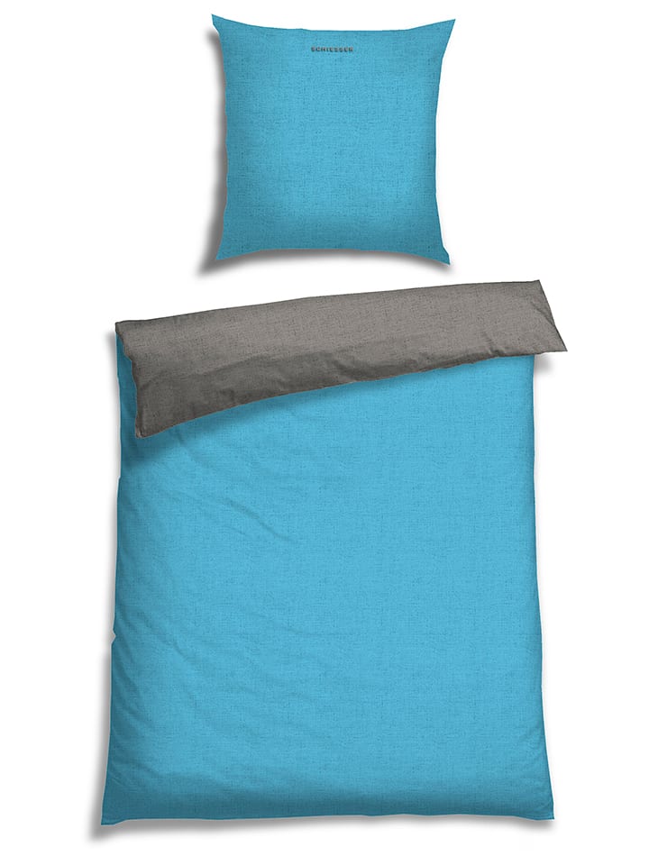 Schiesser Komplet pościeli renforcé w kolorze antracytowo-turkusowym rozmiar: 135x200 cm