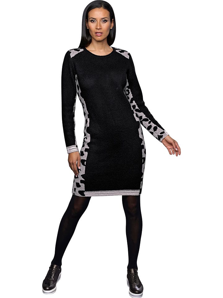 Heine Sukienka dzianinowa w kolorze czarno-szarym rozmiar: 46