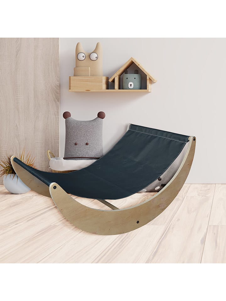 Woody Kids Fotel bujany w kolorze beżowo-czarnym - 90 x 60 x 43 cm rozmiar: onesize