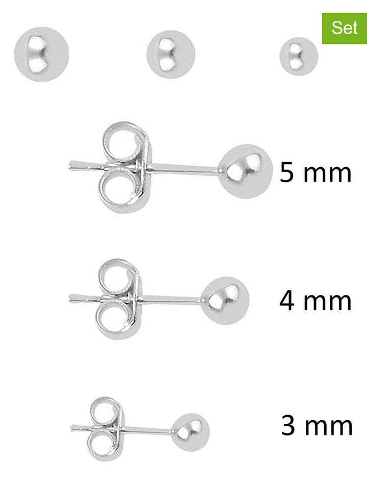 Miu Silver Srebrne kolczyki-wkrętki (3 szt.) rozmiar: onesize