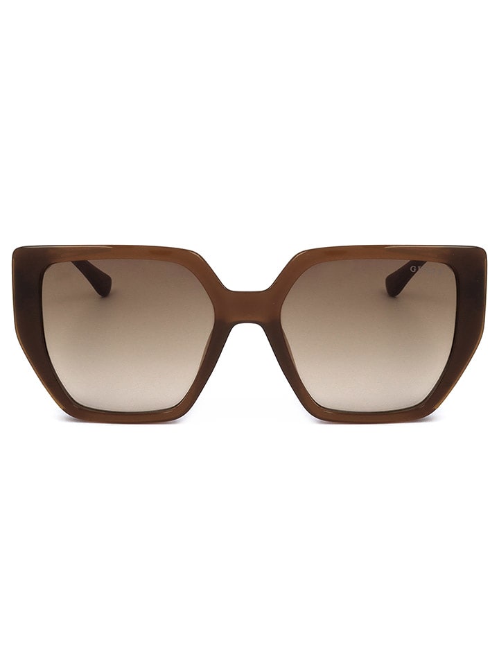 Guess Damskie okulary przeciwsłoneczne w kolorze jasnobrązowym rozmiar: 54