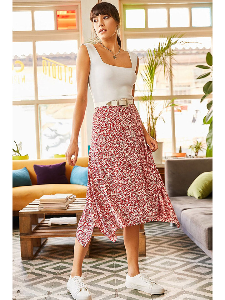 Olalook Spódnica w kolorze czerwono-białym rozmiar: S